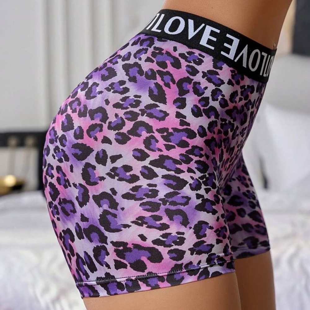 High Waist Sports Camouflage Print Contrast  Letter Webbing Stitching Boyshorts